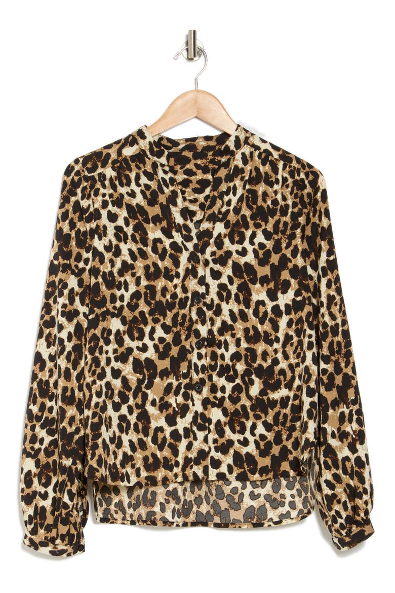 Printed Button-Up Top, Alternate, color, GREY PRINTED MULTI