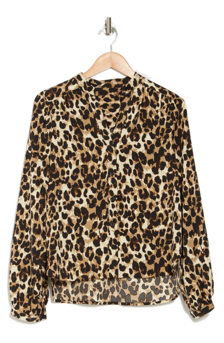 WISHLIST Printed Button-Up Top, Alternate, color, Grey Printed Multi