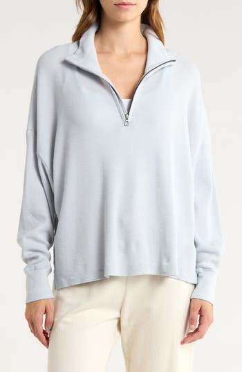 James Perse Half Zip Pullover In Blue