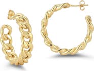 GLAZE JEWELRY 14K Gold Plated Silver Medium Curb Hoop Earrings