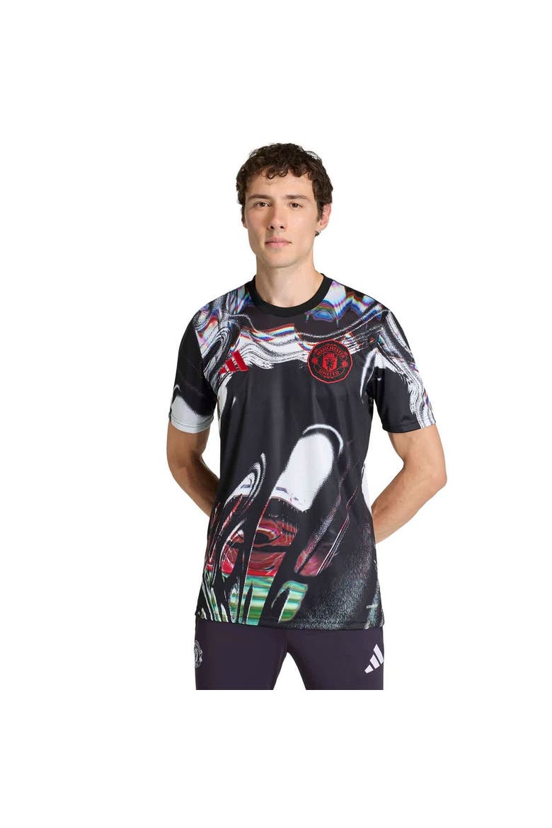 Men's adidas  Black Manchester United 2025/26 Pre-Match Training Jersey, Main, color, Black
