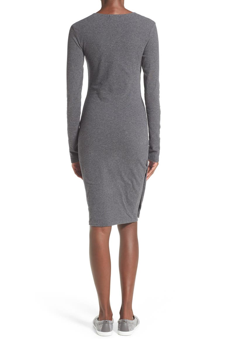 Melange Jersey Wrap Dress, Alternate, color, HEATHER CHARCOAL