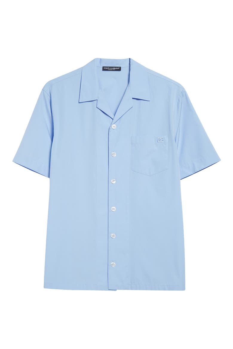 Logo Embroidered Camp Shirt, Alternate, color, B0074 CELESTE SCURO
