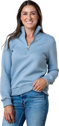 トップス Her Praha half zip short top Navy 1/4 Zip Sport Top | Cabana Life