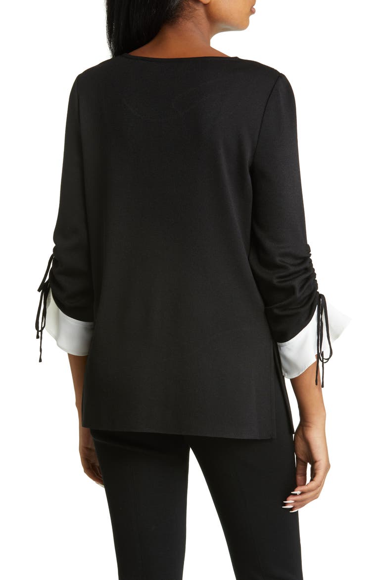 Floral Embroidered Sweater, Alternate, color, BLACK/ IVORY