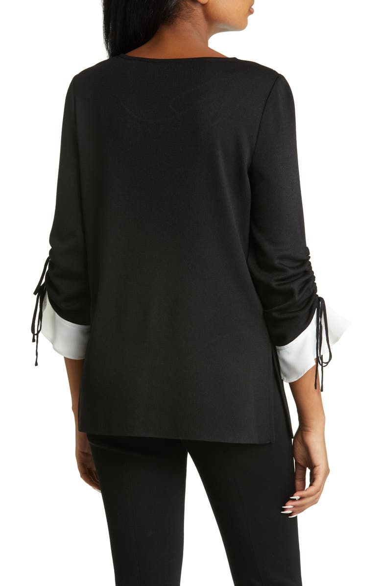 Ming Wang Floral Embroidered Sweater, Alternate, color, 