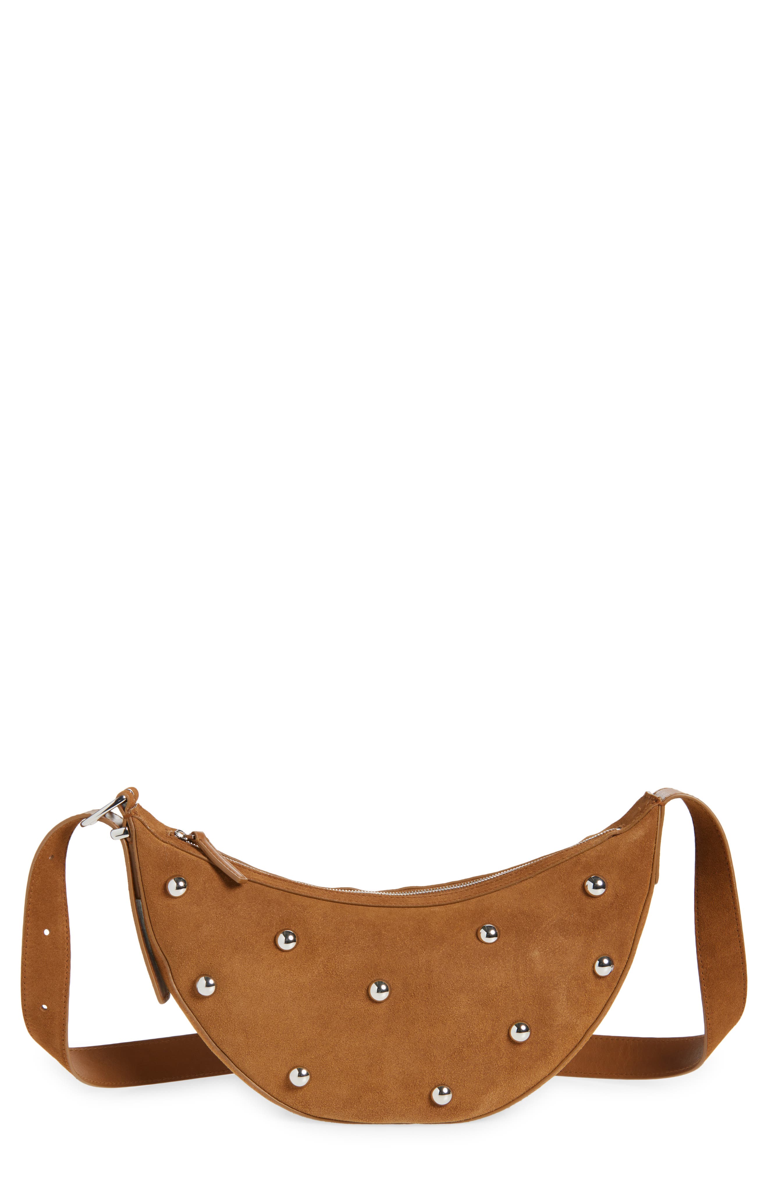 Madewell Studded Crescent Suede Sling Bag