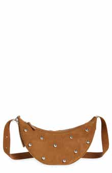 Madewell Studded Crescent Suede Sling Bag