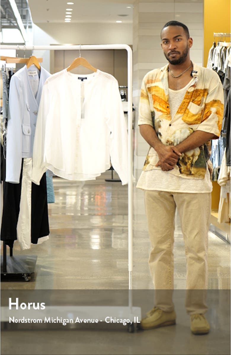 Constanza Smocked Front Button-Up Shirt, sales video thumbnail