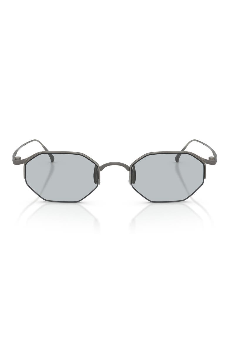 49mm Rectangular Sunglasses, Main, color, MATTE GUNMETAL / LIGHT GREY