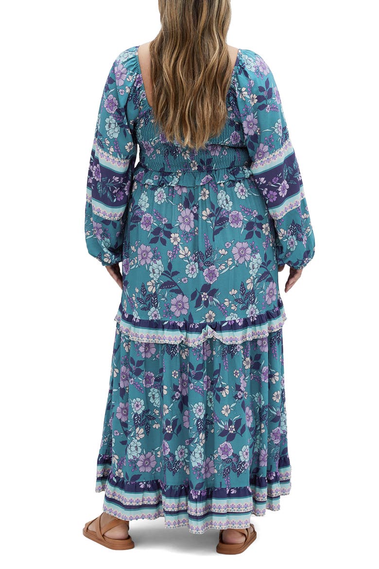 Lyra Floral Print Long Sleeve Maxi Dress, Alternate, color, BLUE BORDER