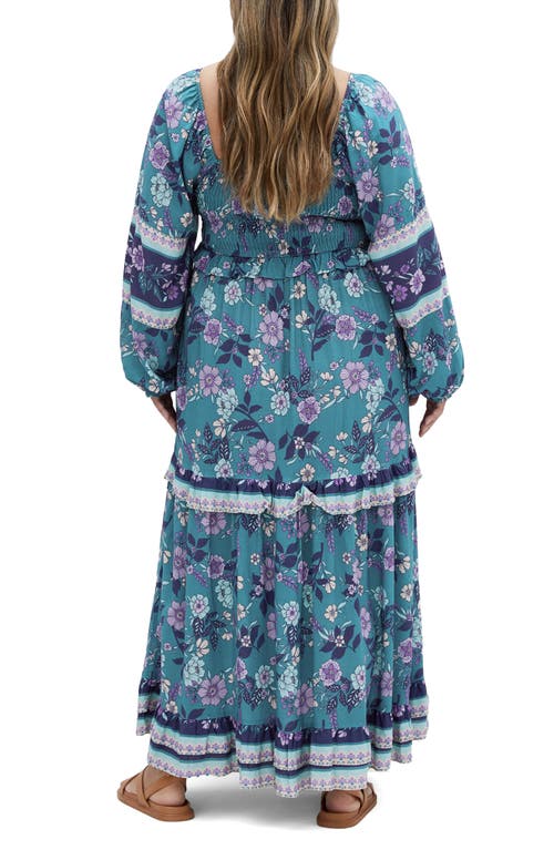 City Chic Lyra Floral Print Long Sleeve Maxi Dress In Multi