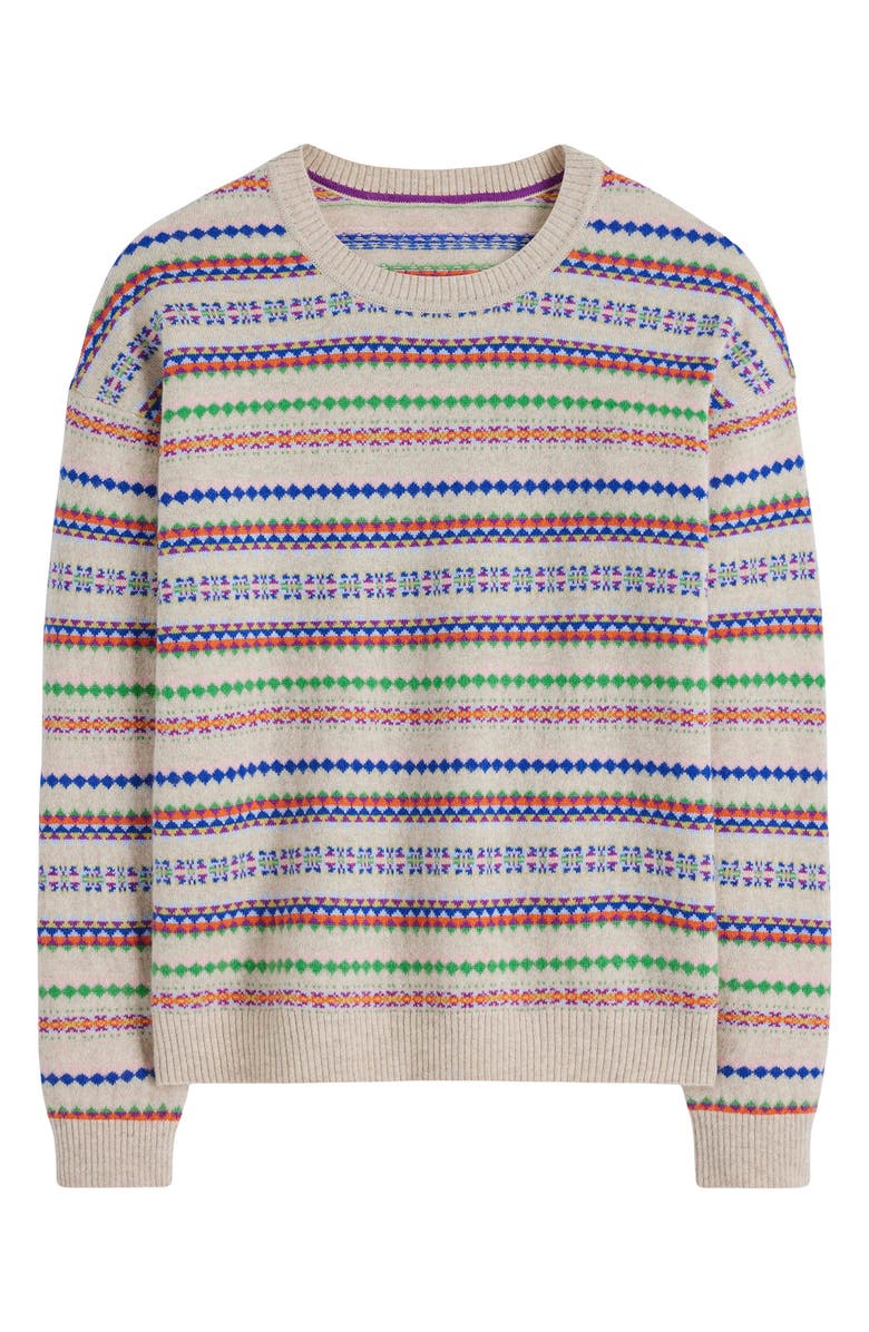 Boden Lydia Fair Isle Cashmere Sweater, Main, color, Oatmeal Melange Fair Isle