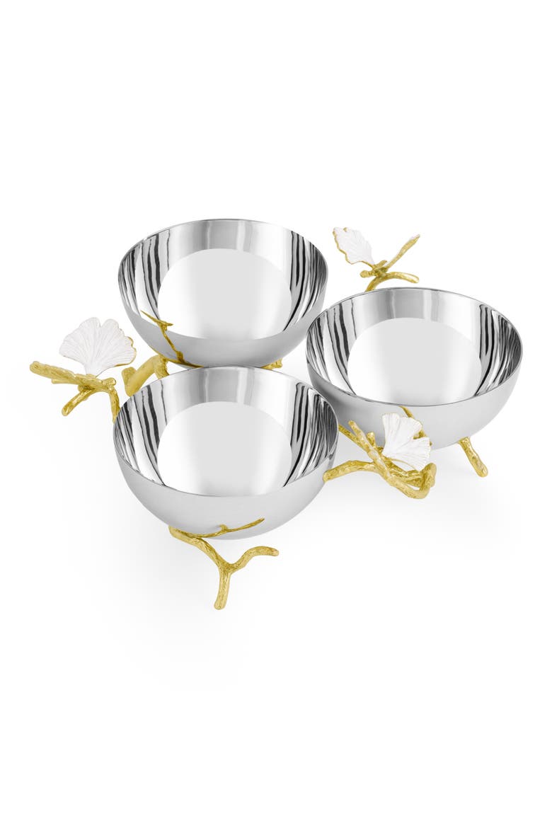 Butterfly Ginkgo Triple Bowl, Alternate, color, SILVER MULTI