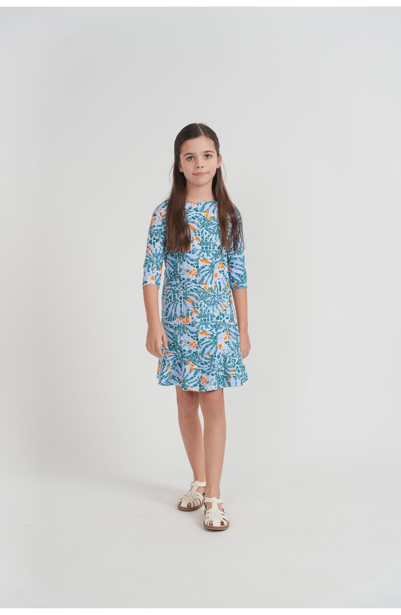 Try Seaside Raglan Sleeve Flounce Hem Swim Dress, Alternate, color, Blue