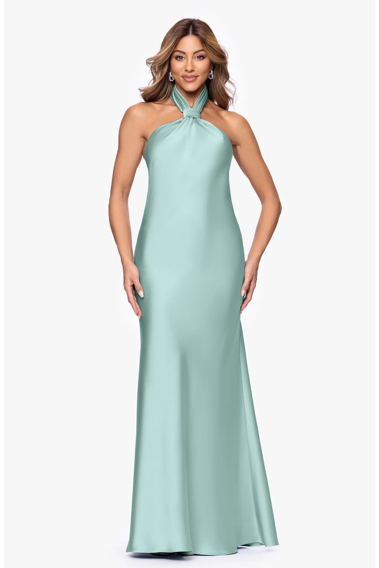 Satin Halter Dress, Alternate, color, SAGE