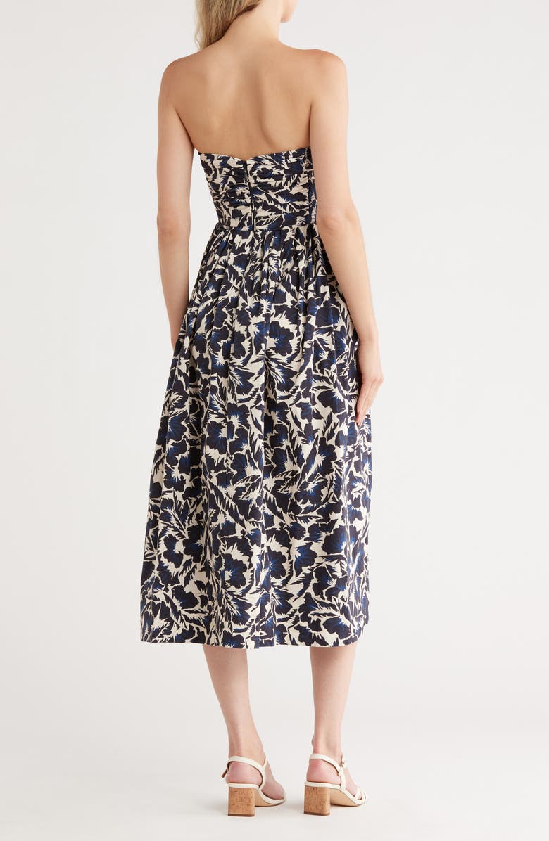 A.L.C. Tate Strapless Ruched Fit & Flare Dress, Alternate, color, Navy/ Cream