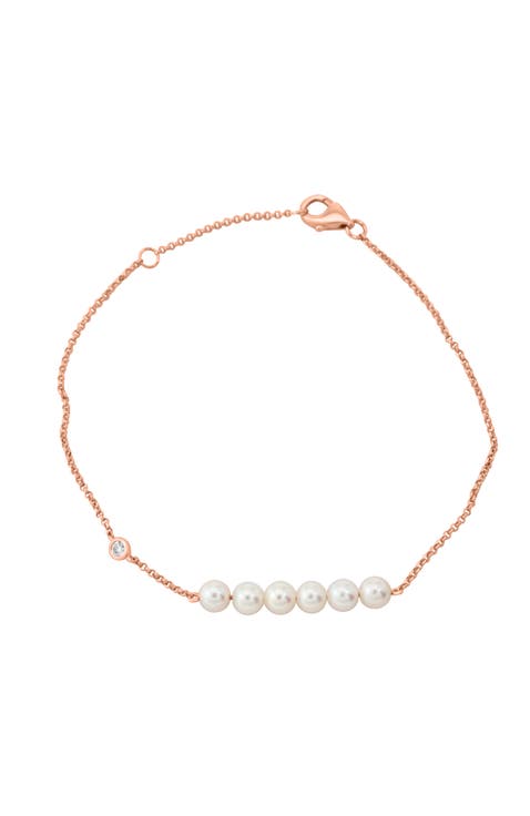 14K Yellow Gold Diamond Fresh Water Pearl Accent Bracelet