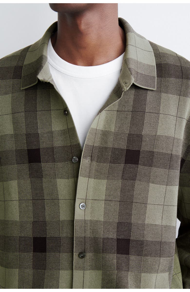 COS Relaxed Knitted Cotton Shirt, Alternate, color, Khaki / Checked