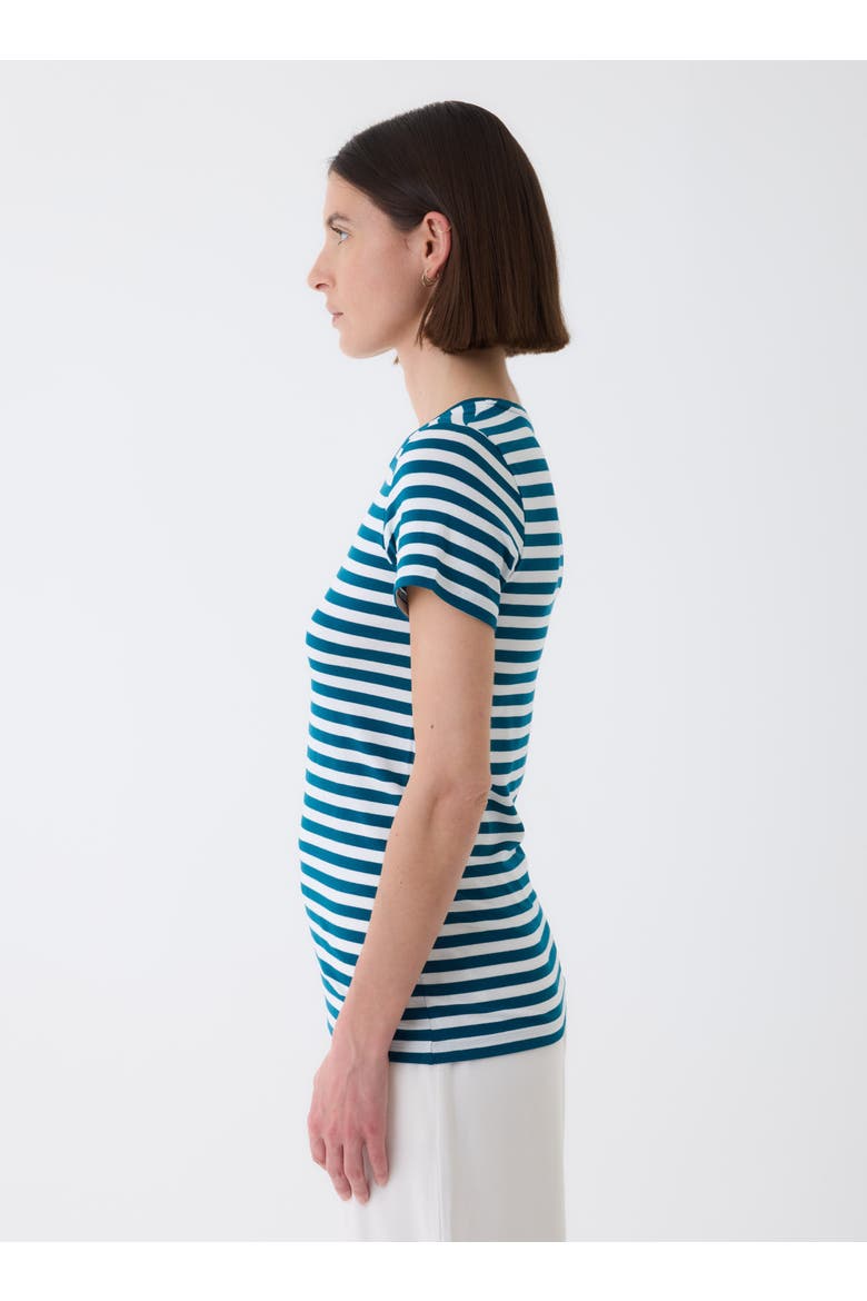 Soft Touch Striped Short Sleeve T-Shirt, Alternate, color, BLEU MAJESTIC