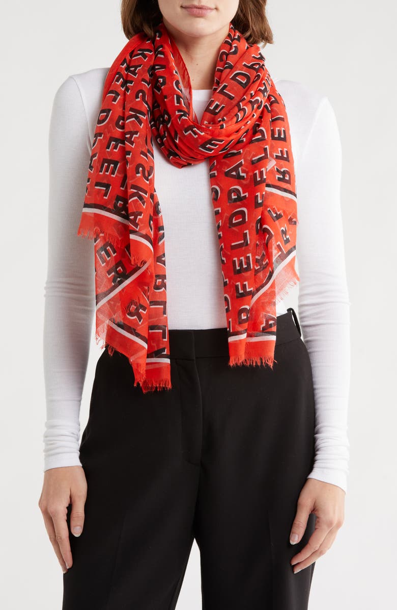 KARL LAGERFELD PARIS Logo Wrap Scarf, Main, color, 