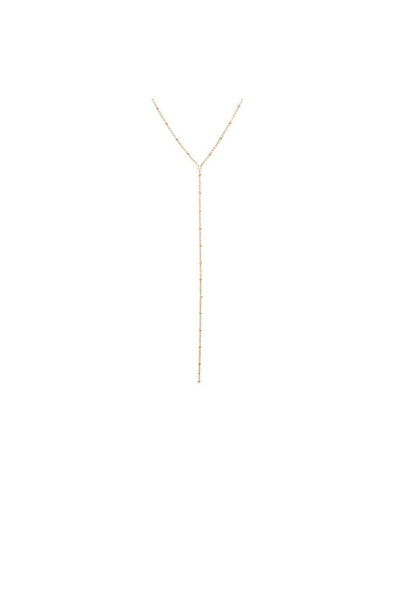 Solid Mini Beaded Long Drop Lariat Necklace, Main, color, Gold