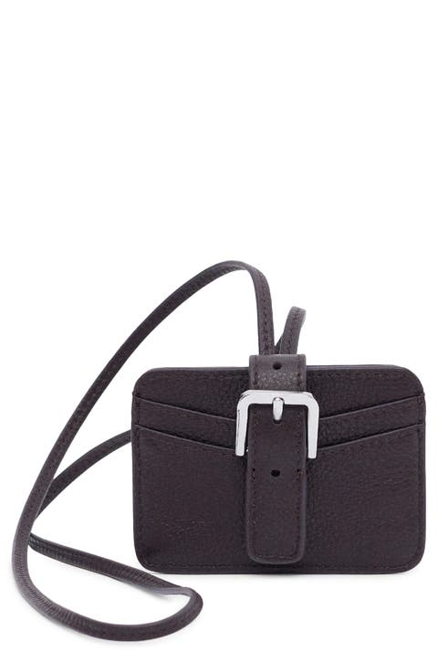 Buckle Leather Cardholder on a Lanyard