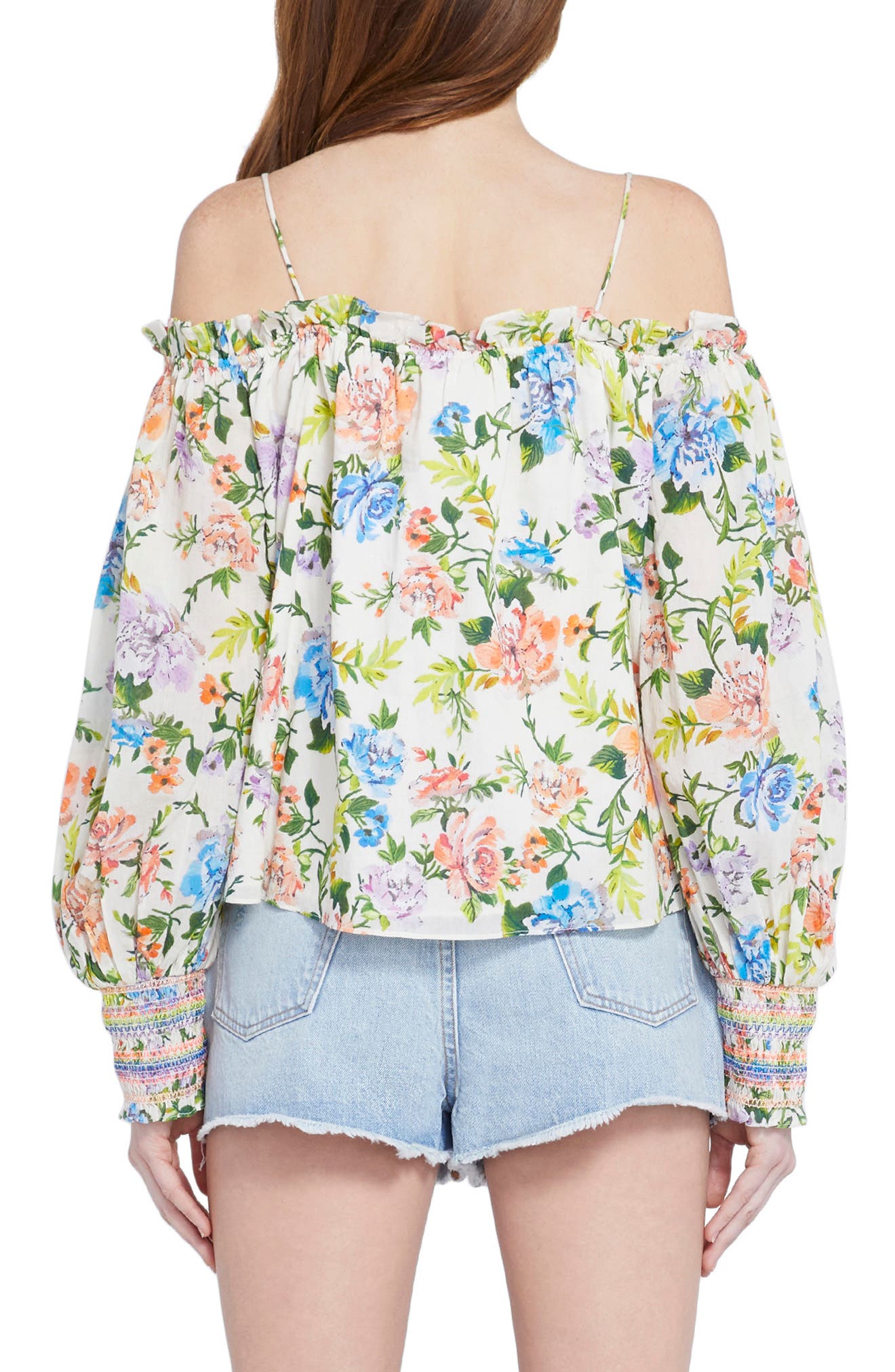 ALICE + OLIVIA Tereza Floral Cold Shoulder Cotton Top (Women ...
