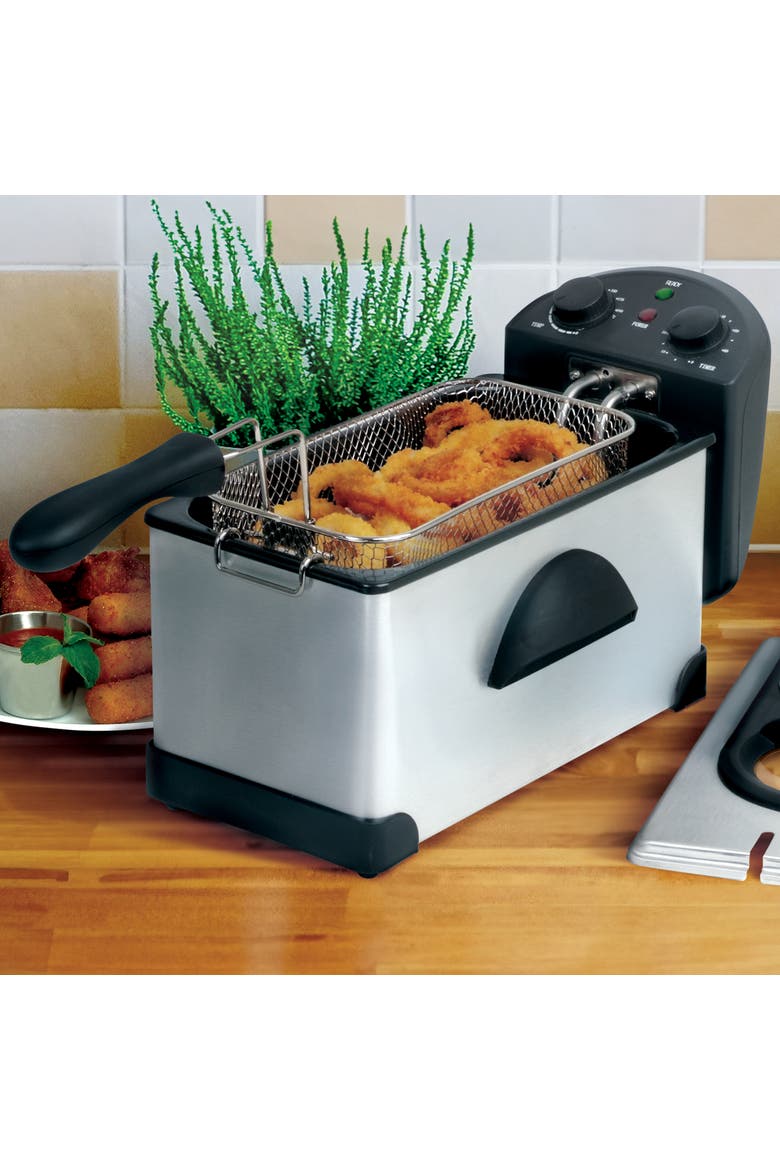 3.17 Quart Stainless Steel Electric Deep Fryer, Alternate, color, Grey