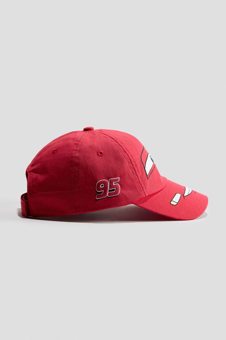 Motif-detail Cotton Cap, Alternate, color, Red/Cars