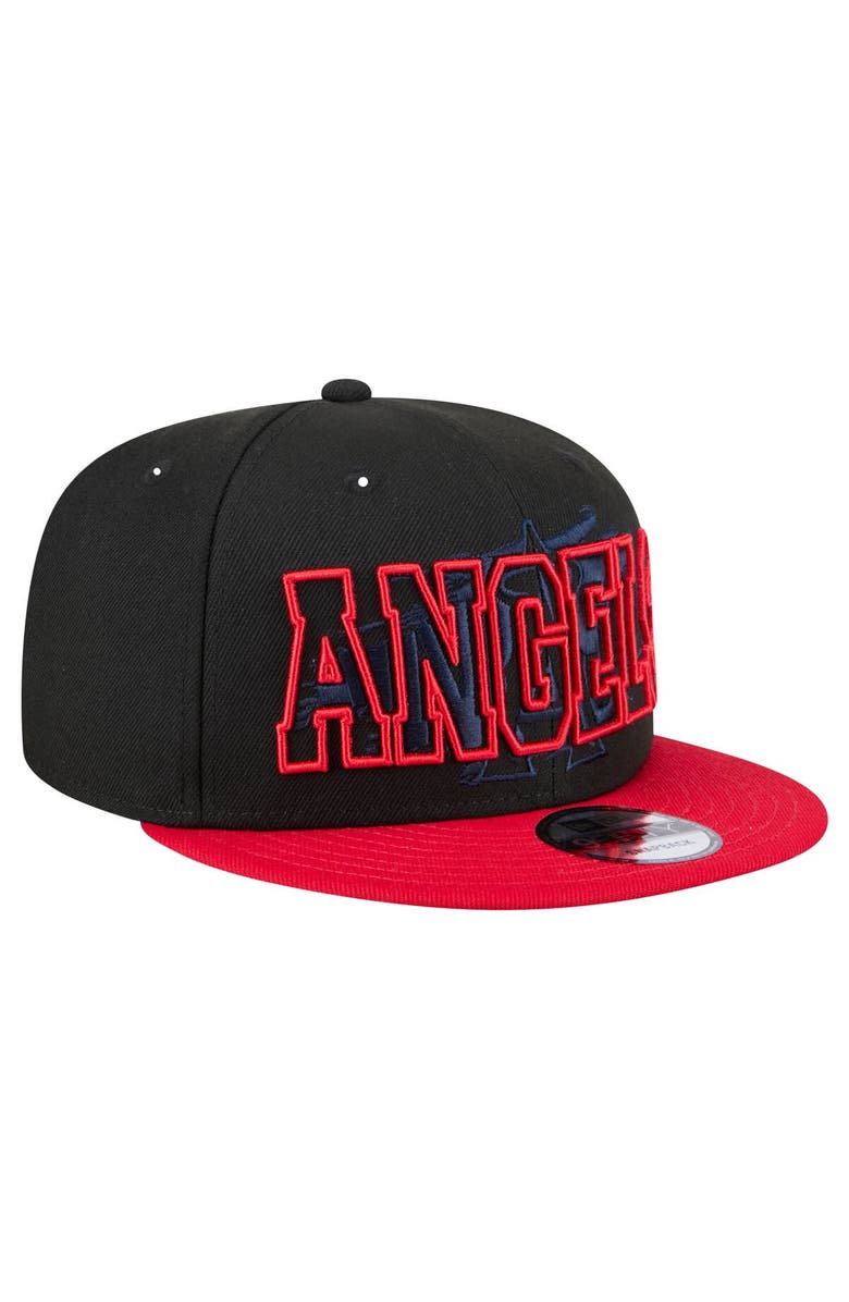 New Era Men's New Era Black Los Angeles Angels Splatter 9FIFTY Snapback Hat, Alternate, color, 