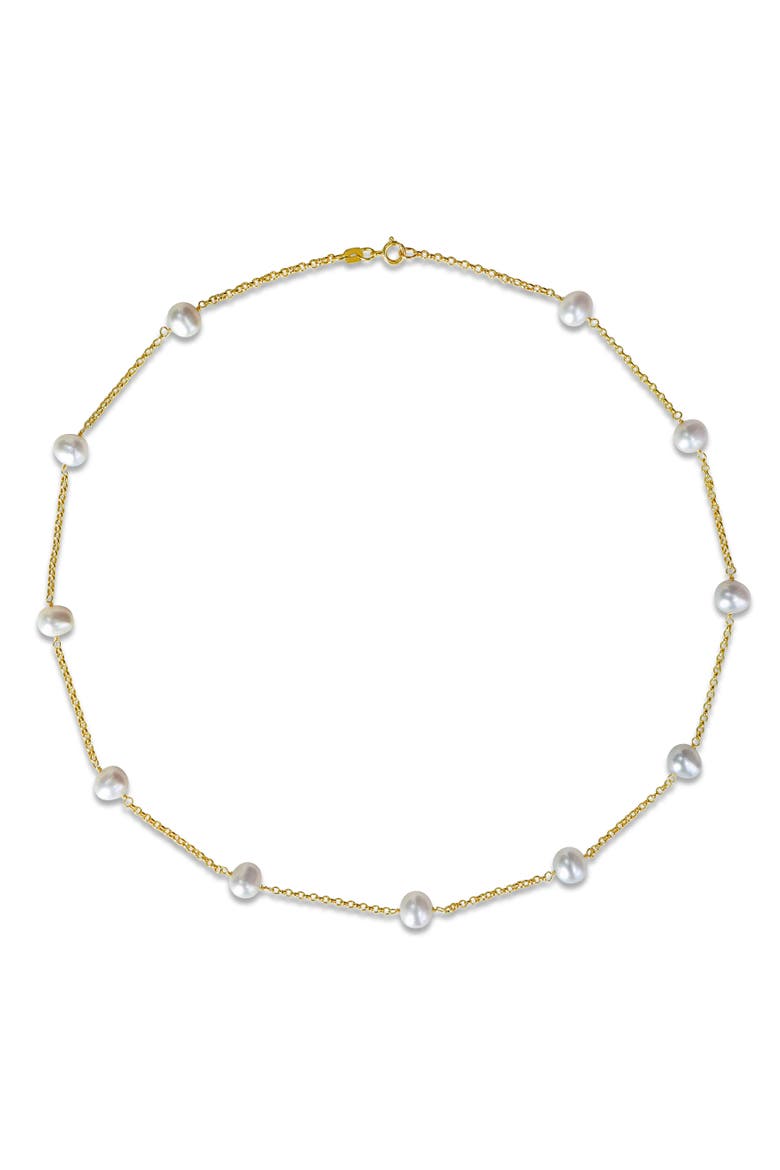 Cultured Pearl Tin Cup Necklace 14k Gold, Alternate, color, Freshwater Pearl