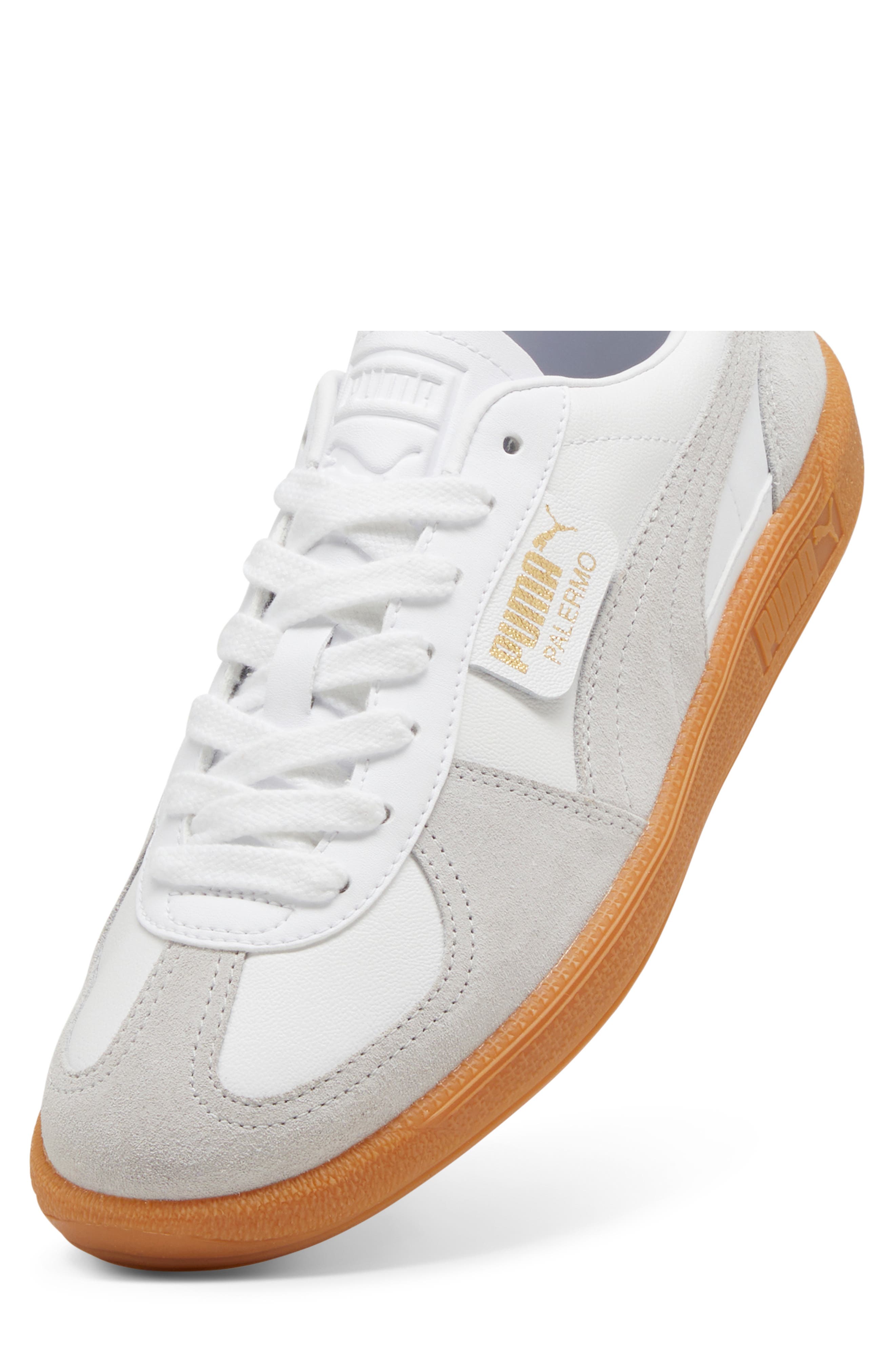 Palermo Leather Sneaker, Alternate, color, PUMA WHITE-GLACIAL GRAY-GUM