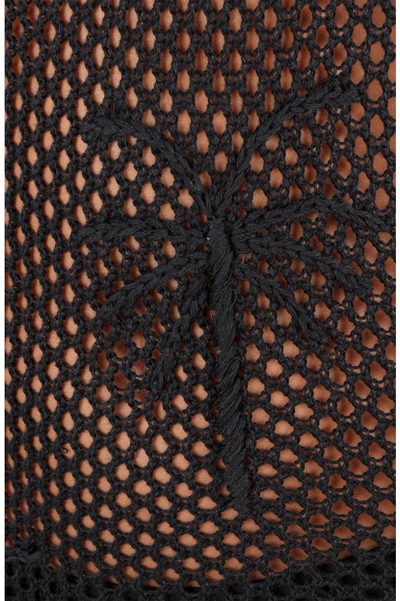 Embroidered Open Stitch Cover-Up Sundress, Alternate, color, BLACK