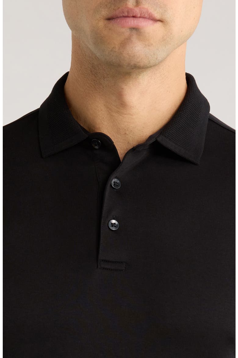 Georgia Long Sleeve Pima Cotton Polo, Alternate, color, BLACK