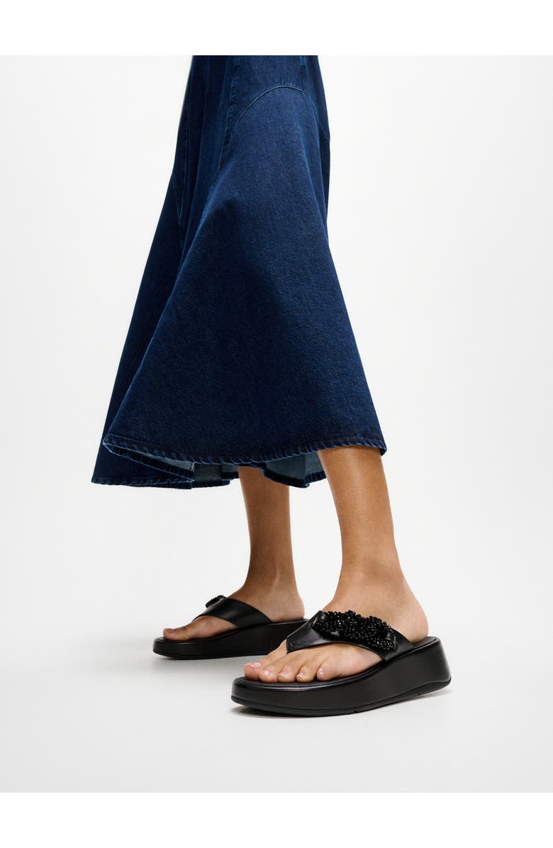 FitFlop F Mode Beaded Chain Toe Post Sandals, Alternate, color, Black