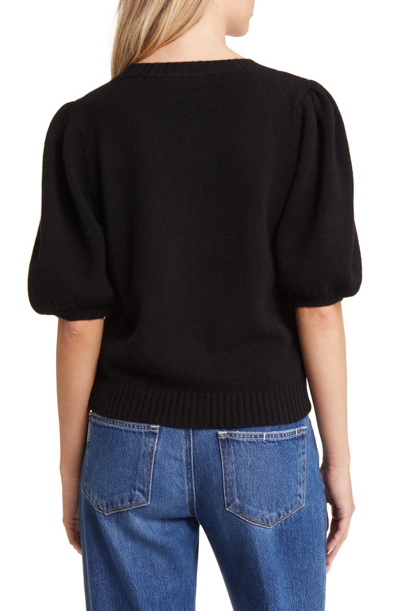 PAIGE Lucerne Puff Sleeve Recycled Cashmere Blend Sweater, Alternate, color, Black