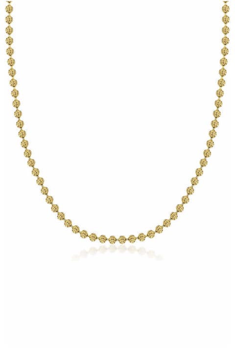 Gold Plated Sterling Silver Moon Ball Chain Necklace