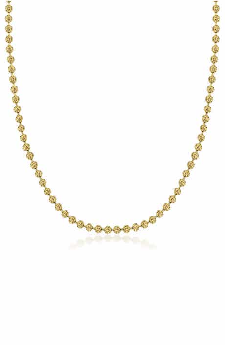 BEST SILVER Gold Plated Sterling Silver Moon Ball Chain Necklace