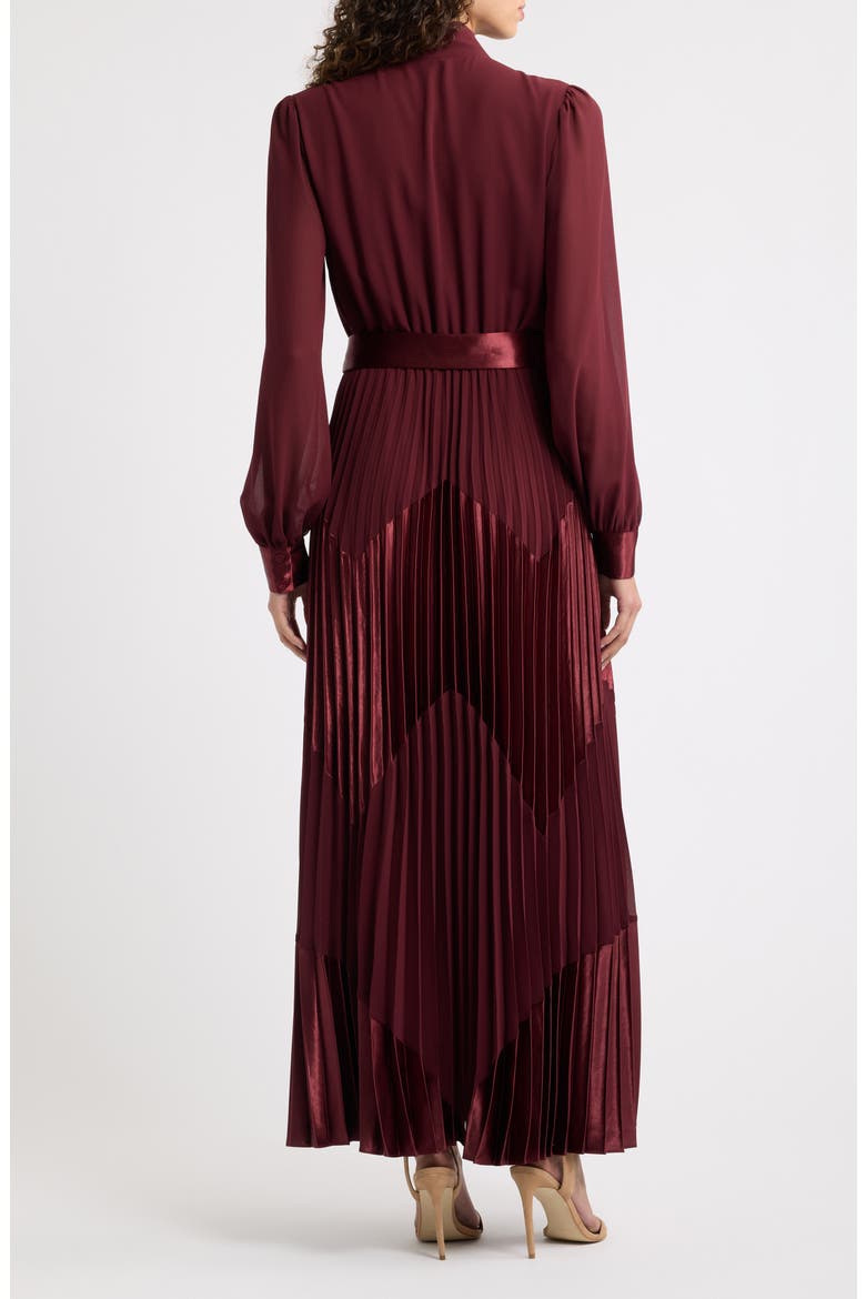 The Carrie Pleated Chiffon Dress, Alternate, color, NOIR BERRY