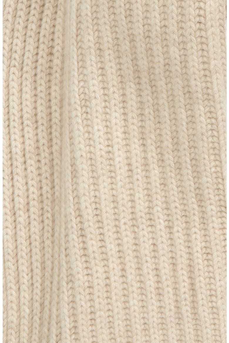 The Logo Fisherman Rib Cashmere Scarf, Alternate, color, OATMEAL / CREAM LOGO
