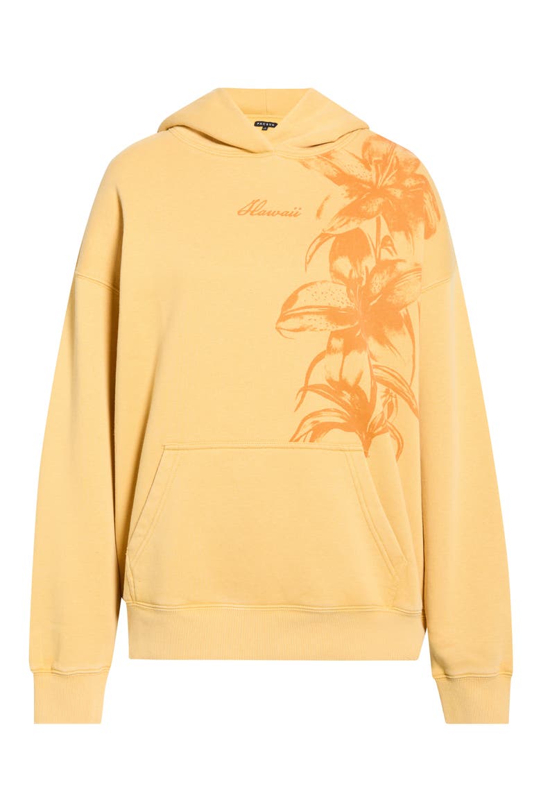 Hawaii Floral Print Hoodie, Alternate, color, CARAMEL YELLOW