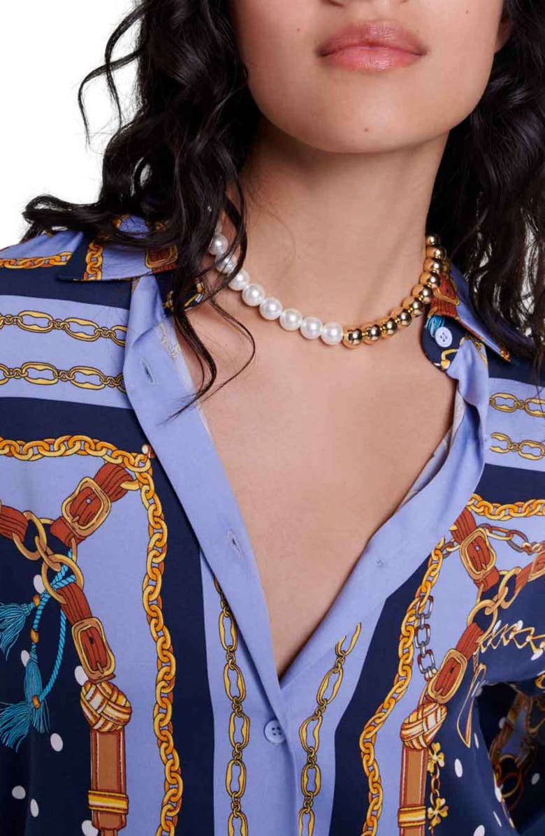 maje Satin-effect patterned shirt, Alternate, color,