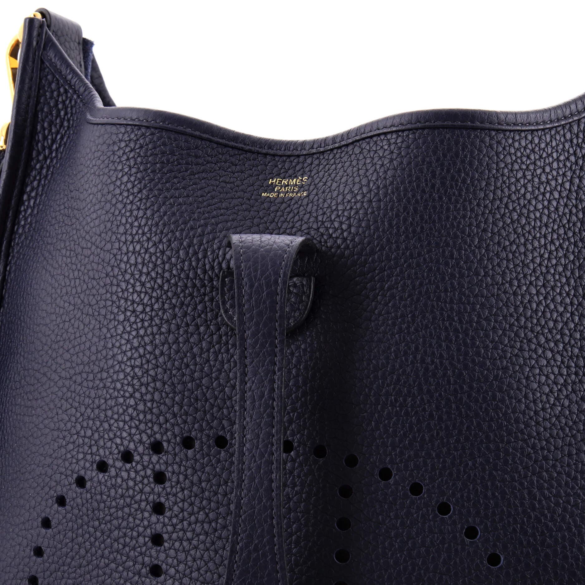 Pre-Owned Hermes Evelyne Bag Gen III Clemence GM, Alternate, color, Bleu Nuit