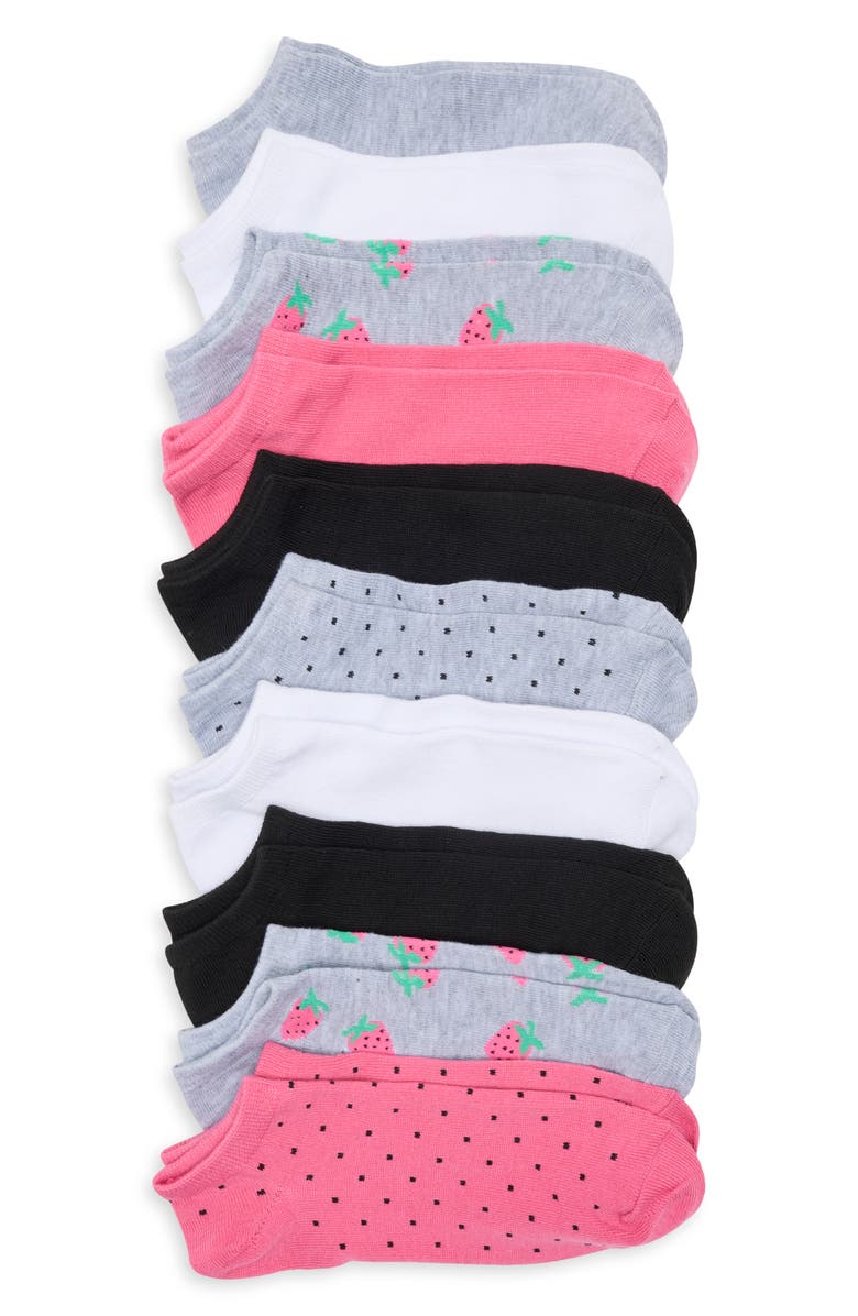 Juicy Couture Assorted 10-Pack Strawberry No-Show Socks, Main, color,