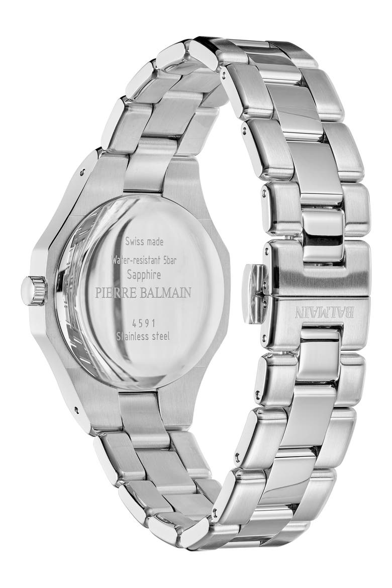 Be Balmain Moonphase Bracelet Watch, 33mm, Alternate, color, LIGHT BLUE STAINLESS STEEL