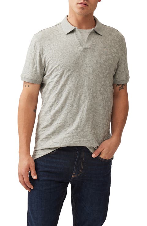 Amberly Textured Cotton Johnny Collar Polo