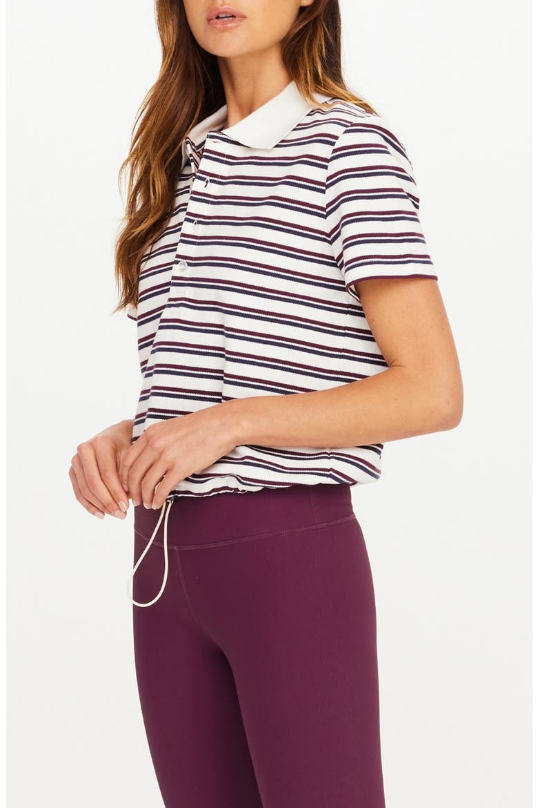 Sophie Stripe Organic Cotton Crop Polo, Alternate, color, STRIPE