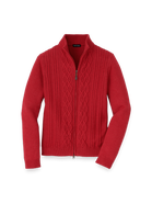 Paul Fredrick Cotton Cable Full Zip Mock Neck Sweater