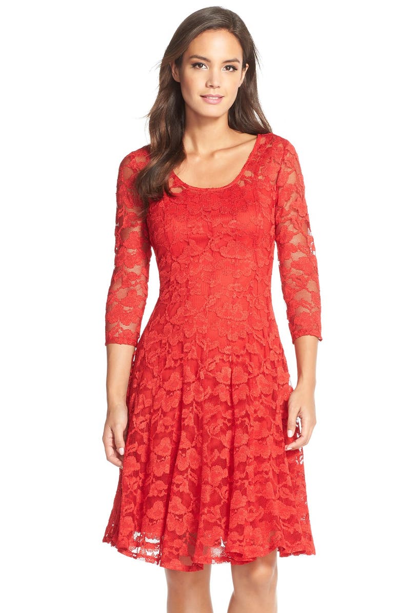 Chetta B 'Magic' Lace Fit & Flare Dress, Main, color, 
